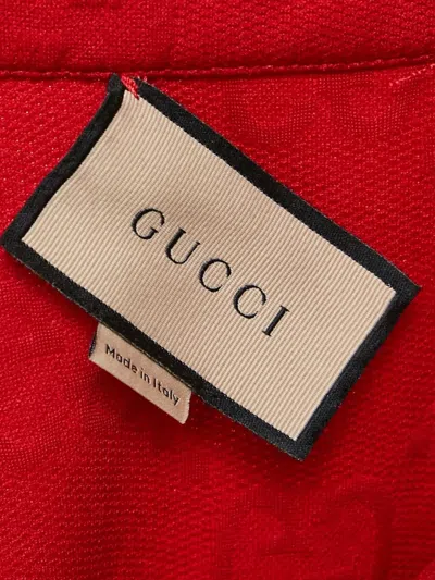 Pre-owned Gucci Gg-pattern Zip-up Mini Dress In Red