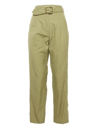 Pre-owned Sandro Belt-detail Trousers In Green