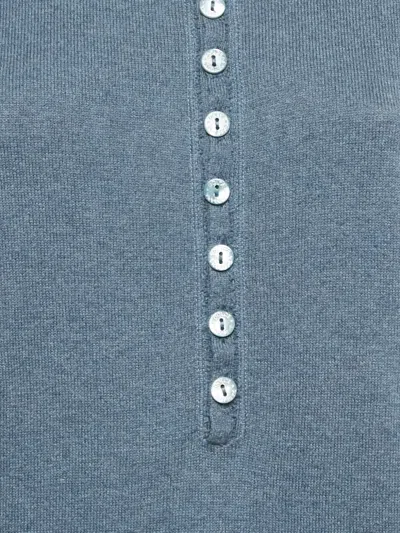 Pre-owned Dolce & Gabbana Button-front Cotton Top In Blue