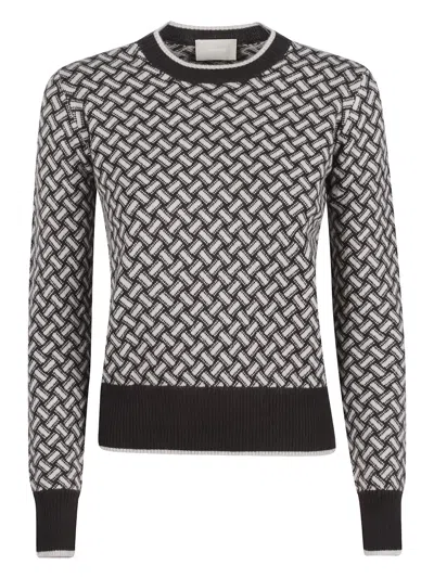 Drumohr Crew Neck Patterned Sweater In Gray