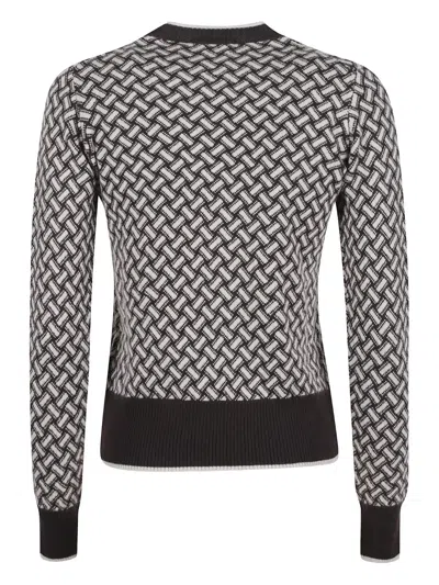 Drumohr Crew Neck Patterned Sweater In Gray