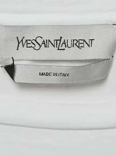 Pre-owned Saint Laurent Floral-appliqué Cotton Top In White