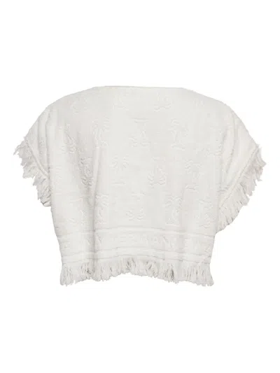 Pre-owned Zimmermann Palm-tree Fringed Top In White