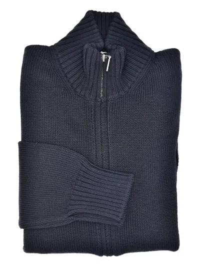 Cruciani Zip-neck Cotton Cardigan In Blue