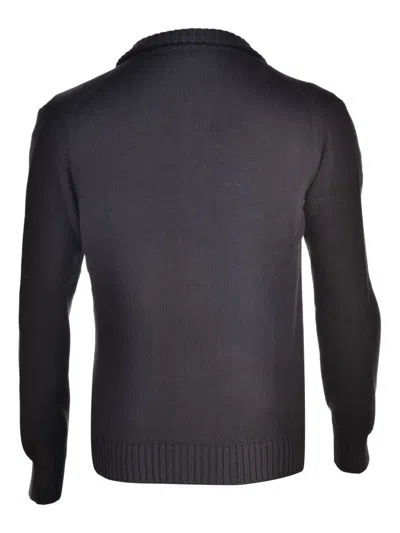 Cruciani Zip-neck Cotton Cardigan In Blue