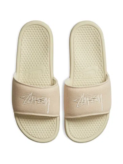 Nike X Stussy Benassi Slides In Metallic