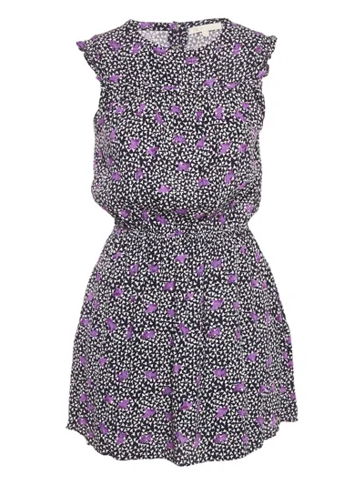 Pre-owned Maje Floral-print Ruffle Mini Dress In Blue