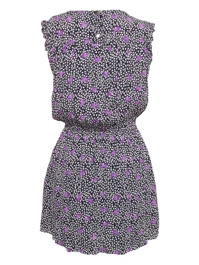 Pre-owned Maje Floral-print Ruffle Mini Dress In Blue