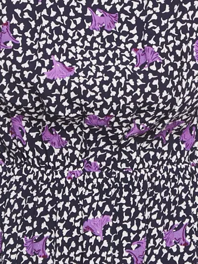 Pre-owned Maje Floral-print Ruffle Mini Dress In Blue