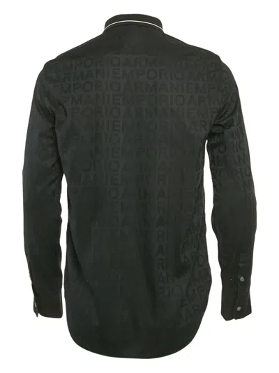 Pre-owned Emporio Armani Logo-print Cotton Shirt In Blue