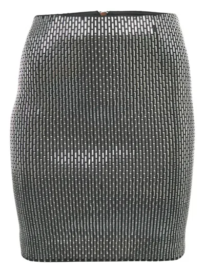 Pre-owned Zoe Karssen 2000s Silver-embellished Jersey Skirt