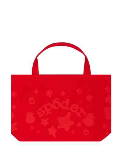 Sp5der Beluga Star-print Tote Bag In Red