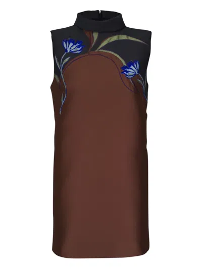 Dorothee Schumacher High-neck Embroidered Dress In Animal Print