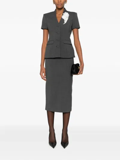 Self-portrait Flower Detail Suit Skirt In Gray