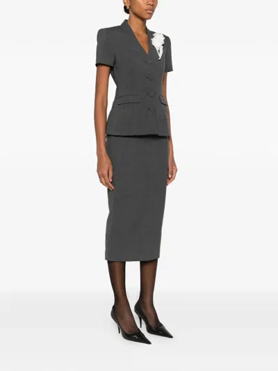 Self-portrait Flower Detail Suit Skirt In Gray