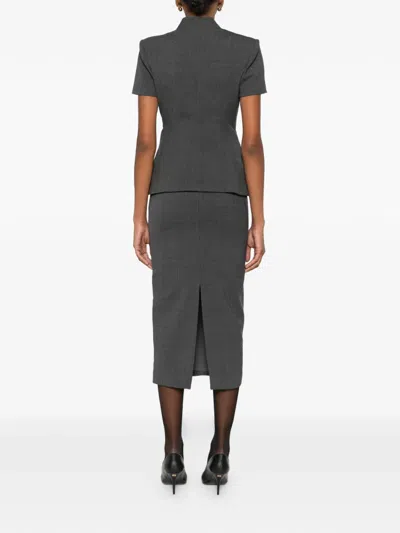 Self-portrait Flower Detail Suit Skirt In Gray