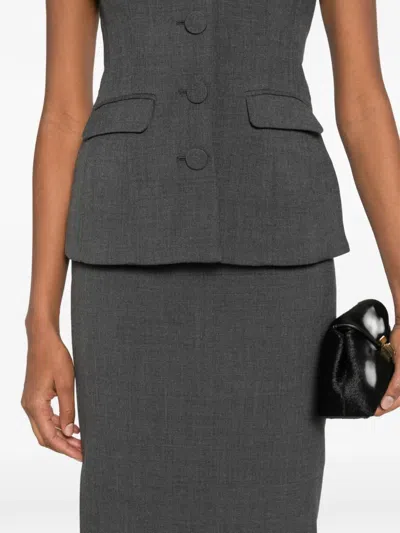 Self-portrait Flower Detail Suit Skirt In Gray