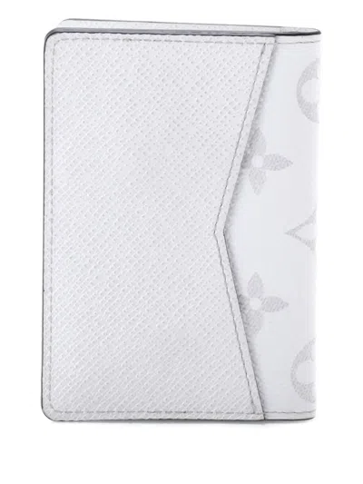 Pre-owned Louis Vuitton Pocket Organizer Monogram Taigarama Small Wallets In White
