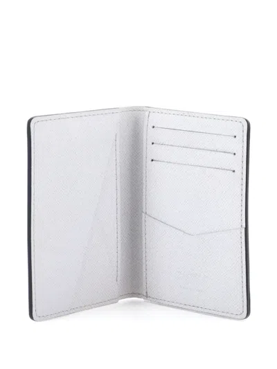 Pre-owned Louis Vuitton Pocket Organizer Monogram Taigarama Small Wallets In White
