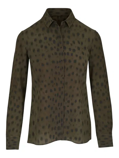Akris Punto Leopard-print Silk Shirt In Brown