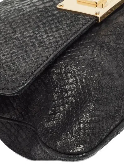 Pre-owned Michael Michael Kors Python-embossed Leather Chain Bag In Black