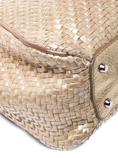 Pre-owned Furla Woven Leather Tote Bag In Gold