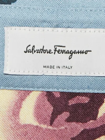 Pre-owned Ferragamo Rose-print Buttoned Shirt In Blue