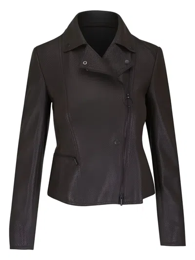 Akris Punto Zip-up Leather Jacket In Brown