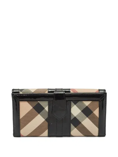 Pre-owned Burberry Supernova Check-pattern Wallet In Neutral