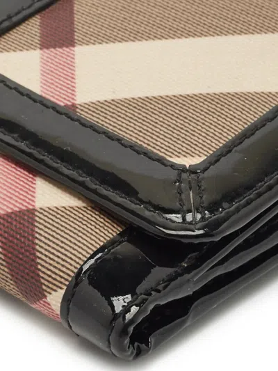 Pre-owned Burberry Supernova Check-pattern Wallet In Neutral