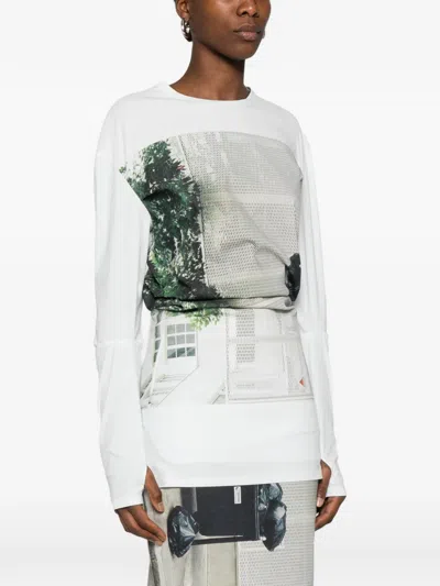 Issey Miyake Street View Graphic Print Top In Blue