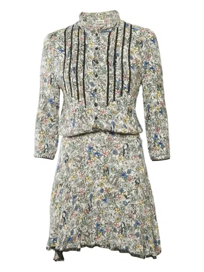 Pre-owned Zadig & Voltaire Printed Chiffon Mini Dress In White