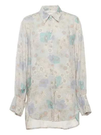 Pre-owned Sandro Floral-print Shirt In Blue