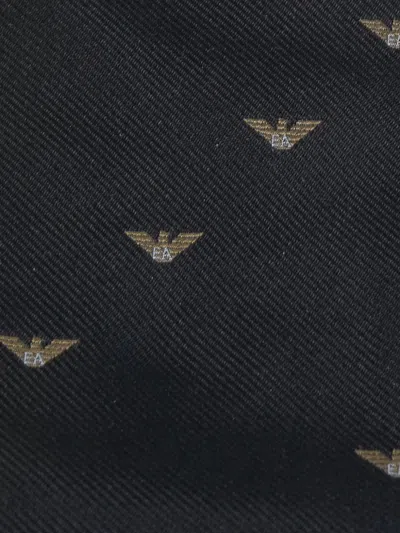 Pre-owned Emporio Armani Eagle-motif Silk Tie In Black