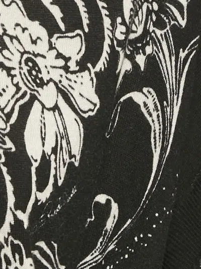 Pre-owned Cavalli Class Floral-print Silk-trimmed Cardigan In Black