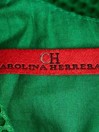 Pre-owned Carolina Herrera Mesh Ribbon Dress In Green