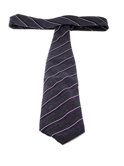 Pre-owned Giorgio Armani Striped Tie In Purple