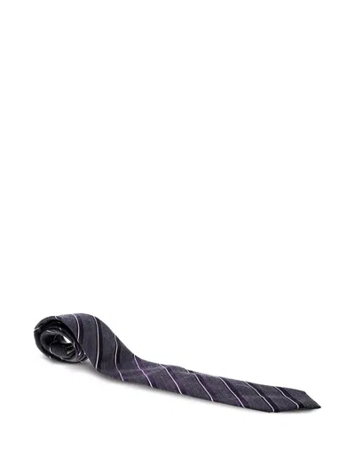Pre-owned Giorgio Armani Striped Tie In Purple