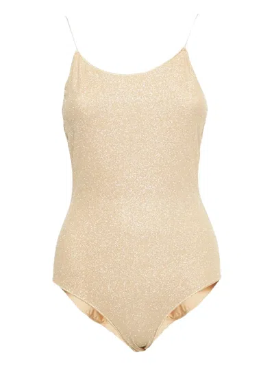 Pre-owned Oseree Lurex Jersey Swimsuit In Neutral