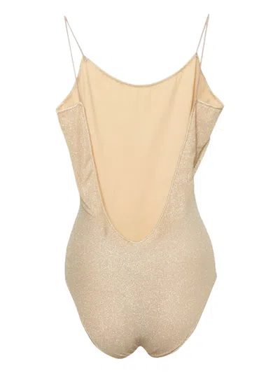 Pre-owned Oseree Lurex Jersey Swimsuit In Neutral