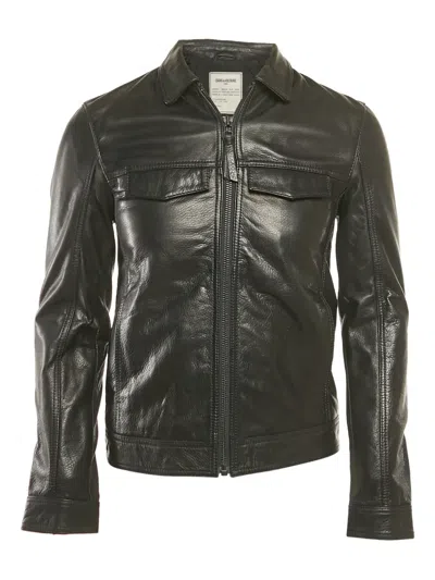 Pre-owned Zadig & Voltaire Lasso Leather Jacket In Black
