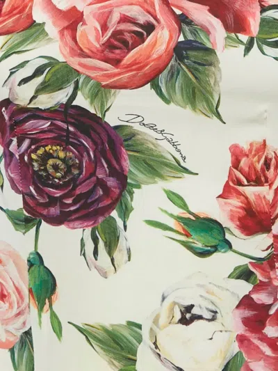 Pre-owned Dolce & Gabbana Floral-print Silk Blouse In Neutral