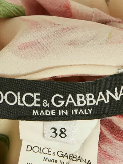 Pre-owned Dolce & Gabbana Floral-print Silk Blouse In Neutral