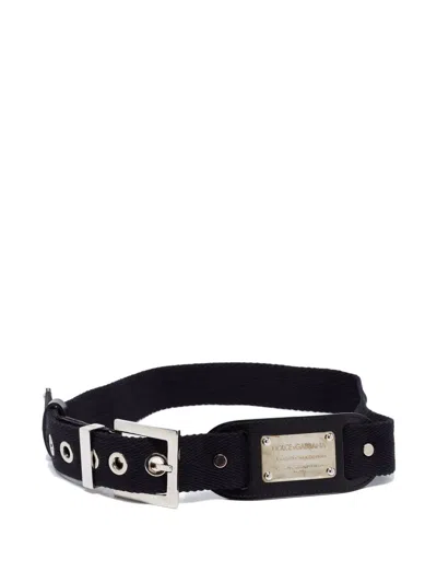 Pre-owned Dolce & Gabbana Eyelet-detail Canvas Belt In Black