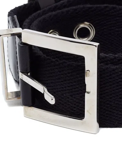 Pre-owned Dolce & Gabbana Eyelet-detail Canvas Belt In Black