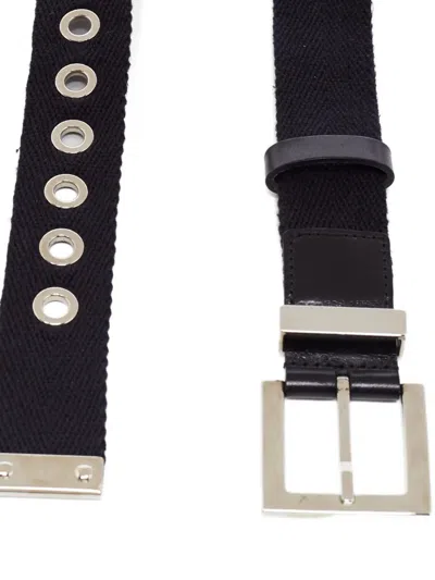 Pre-owned Dolce & Gabbana Eyelet-detail Canvas Belt In Black
