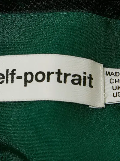 Pre-owned Self-portrait Pleated Lace Mini Dress In Green