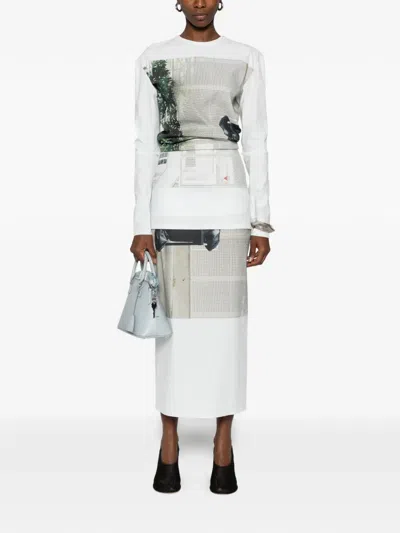 Issey Miyake Graphic-print Street View Pencil Skirt In Blue