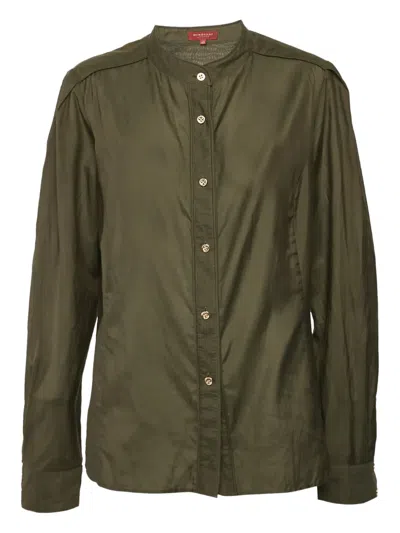 Pre-owned Burberry Button-front Cotton-silk Shirt In Green