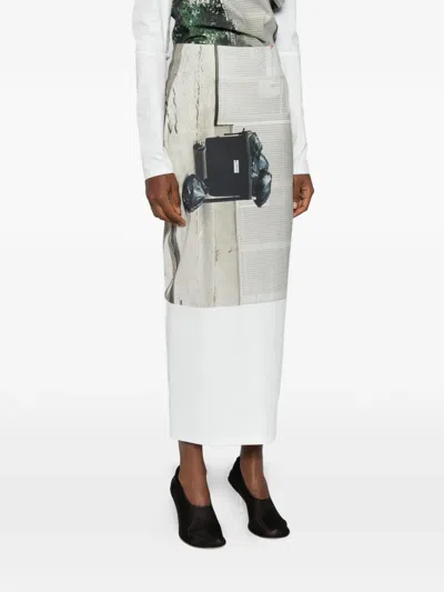 Issey Miyake Graphic-print Street View Pencil Skirt In Blue